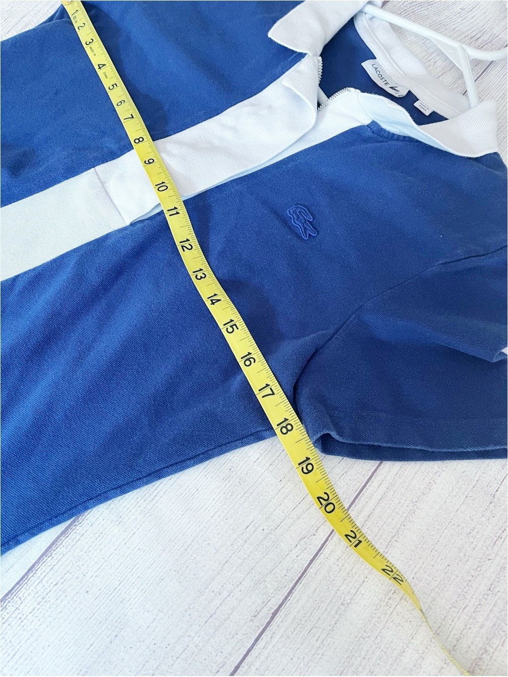 Lacoste cobalt blue/white zipper top sz 42 - Picture 8 of 10